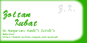 zoltan kubat business card